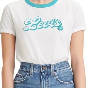 Levi's White Tee with Blue Logo